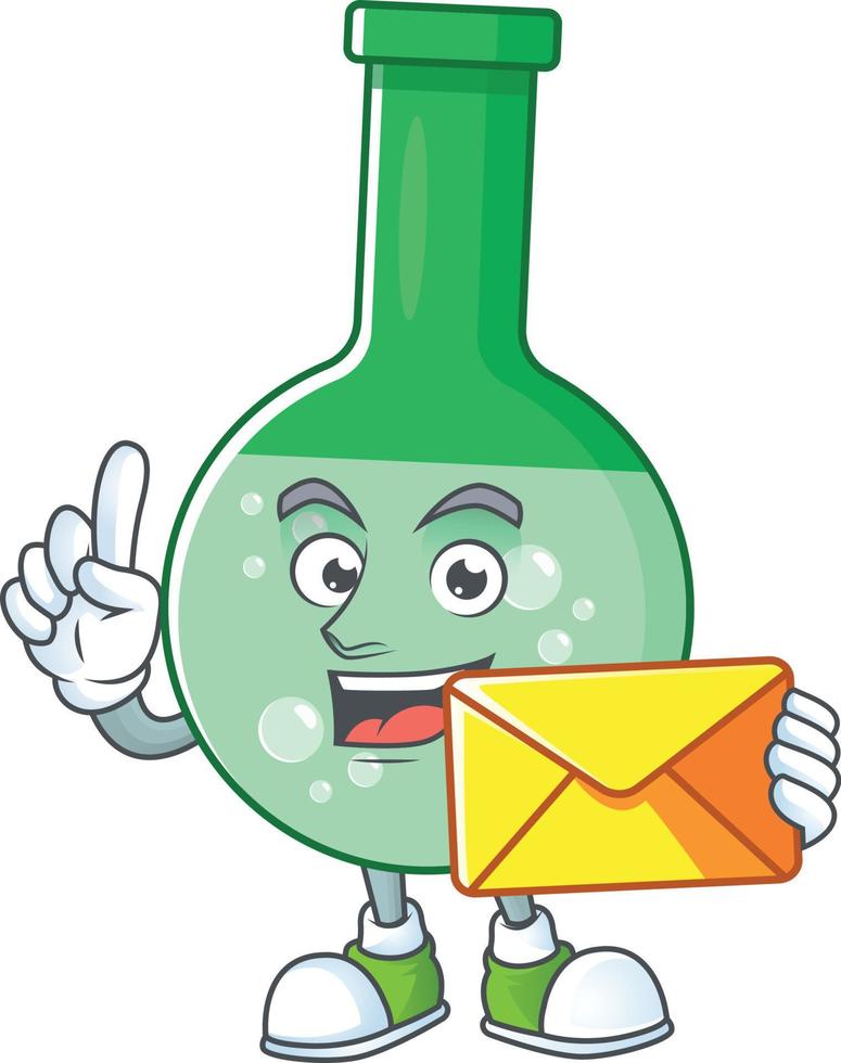 Green chemical bottle Cartoon character vector