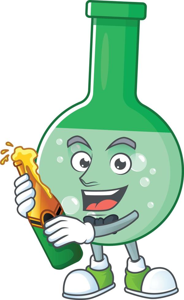 Green chemical bottle Cartoon character vector