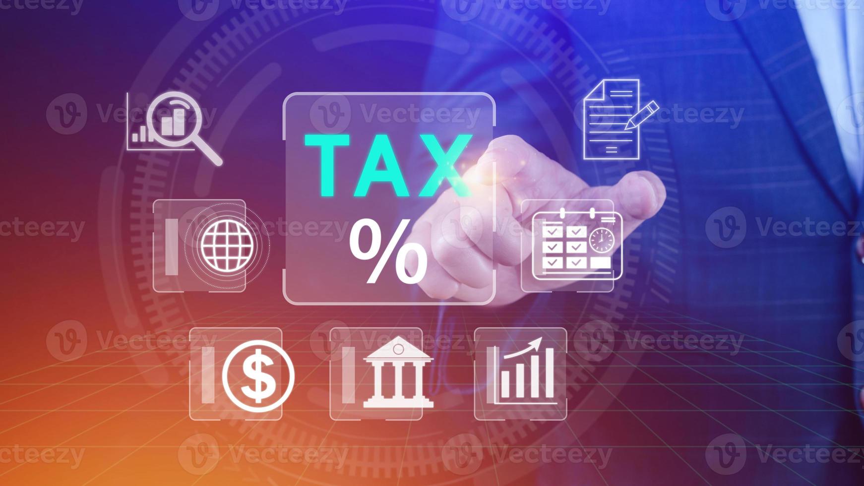 Business using computer to complete Individual income tax return form online for tax payment. Government, state taxes. Data analysis, paperwork, financial research, Calculation tax return. photo