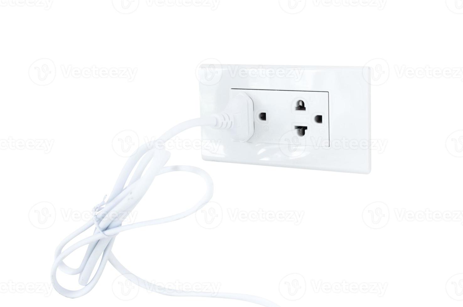 Plug power socket  Isolated  White Background photo
