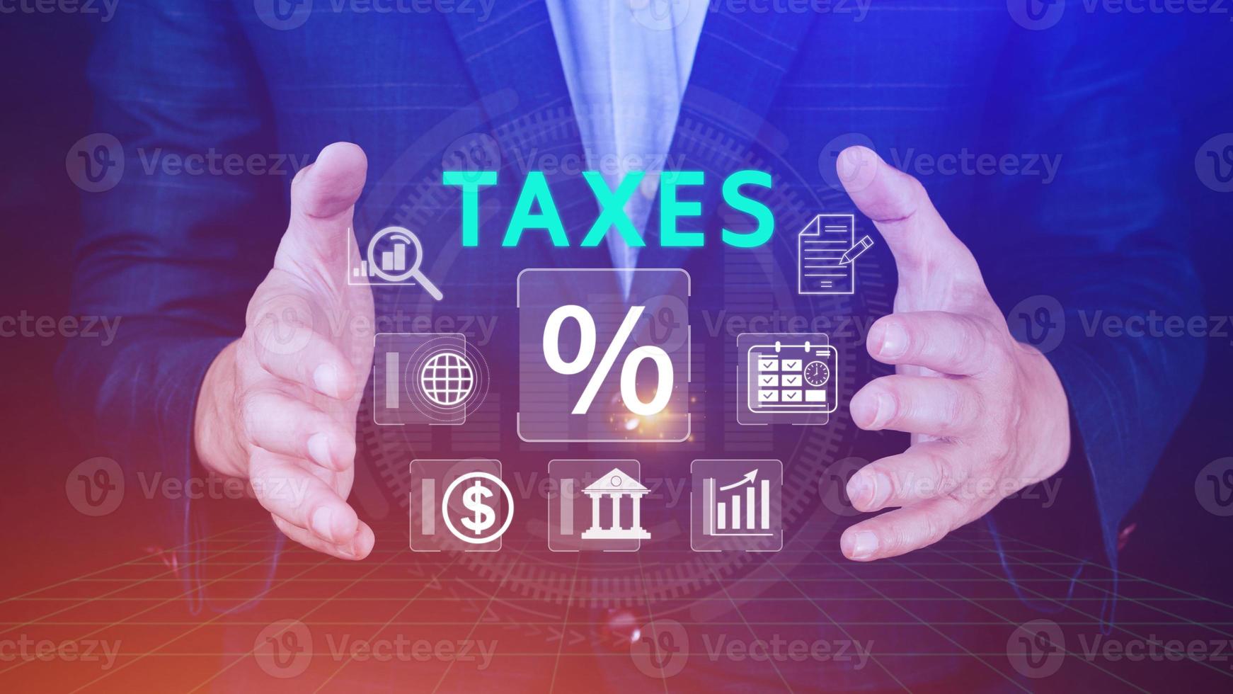 Business using computer to complete Individual income tax return form online for tax payment. Government, state taxes. Data analysis, paperwork, financial research, Calculation tax return. photo