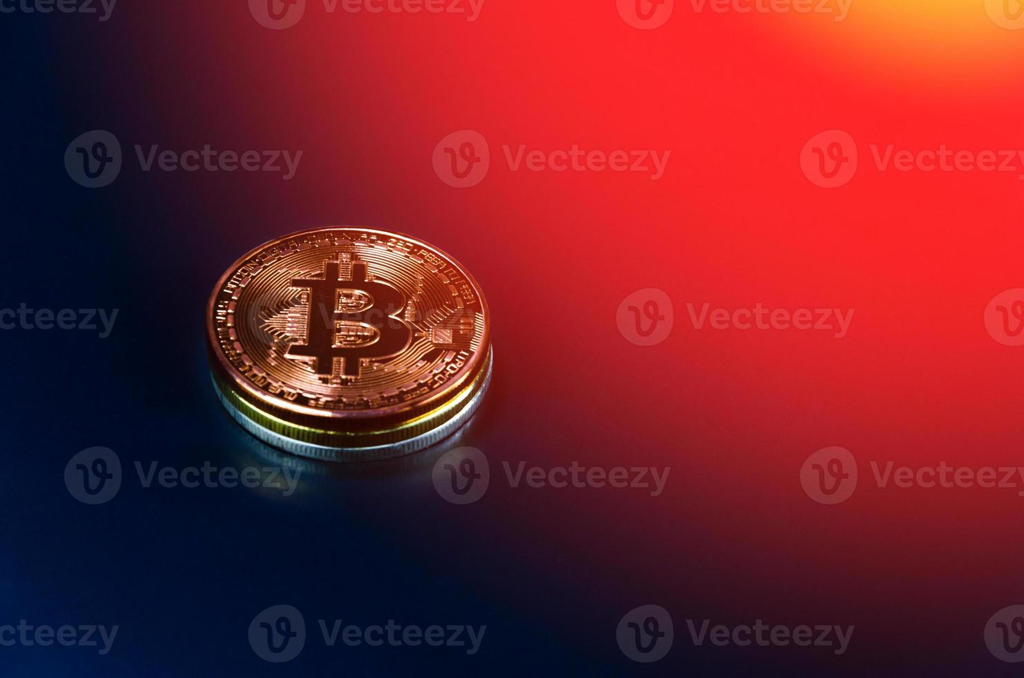 Bitcoin coins on dark background,symbol of electronic virtual money and mining cryptocurrency concept.Coin crypto currency bitcoin concept. photo