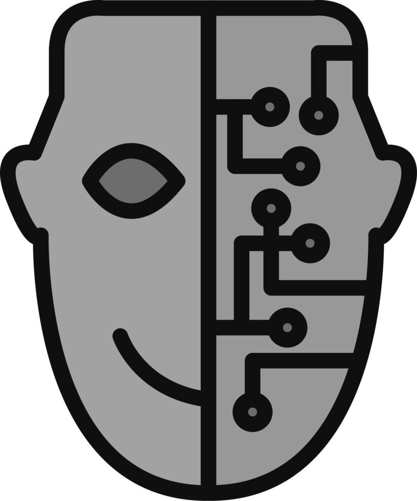 cyborg cara icono vector