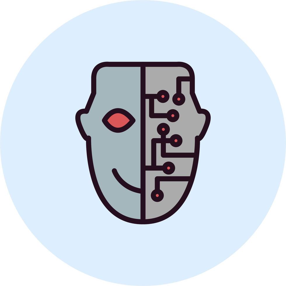 cyborg cara icono vector