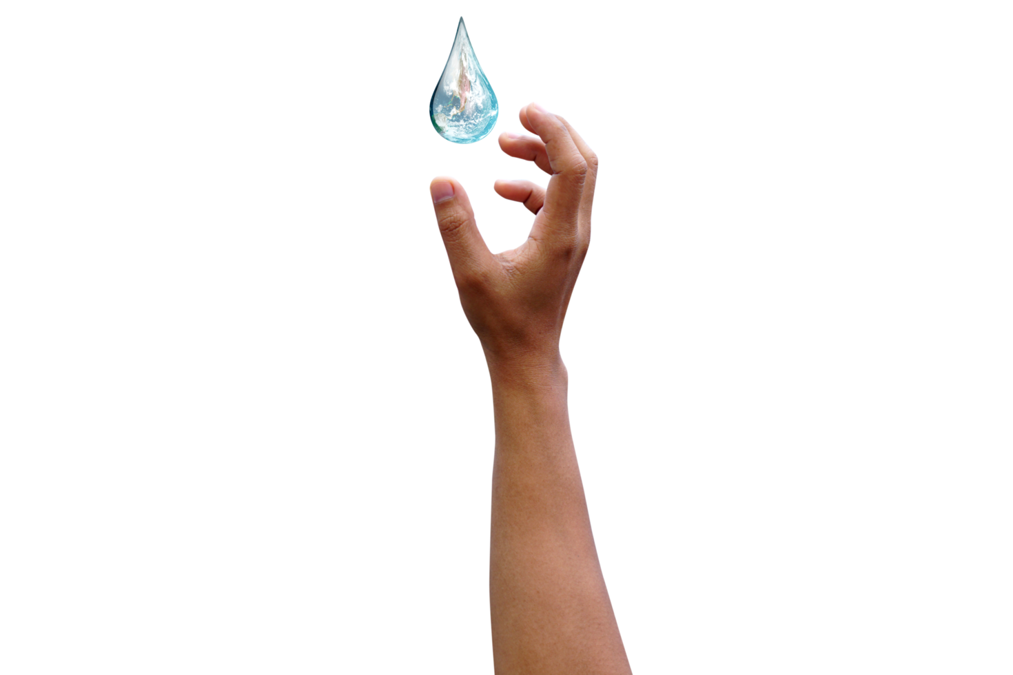 concept of saving the world water droplets on human hand png