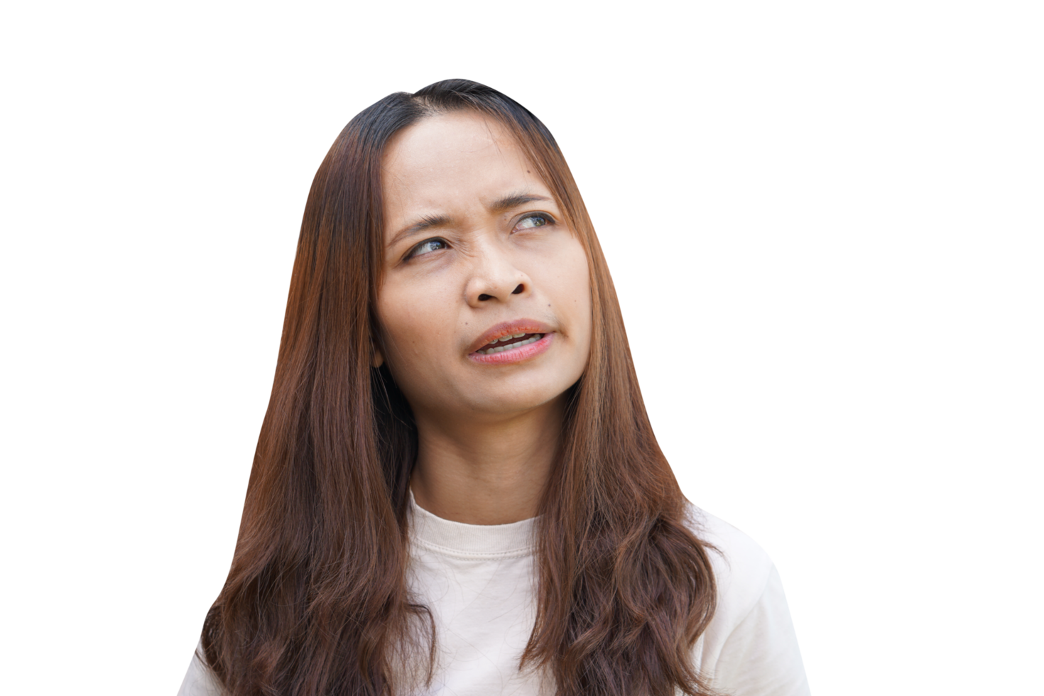 Asian woman making a stressed face png