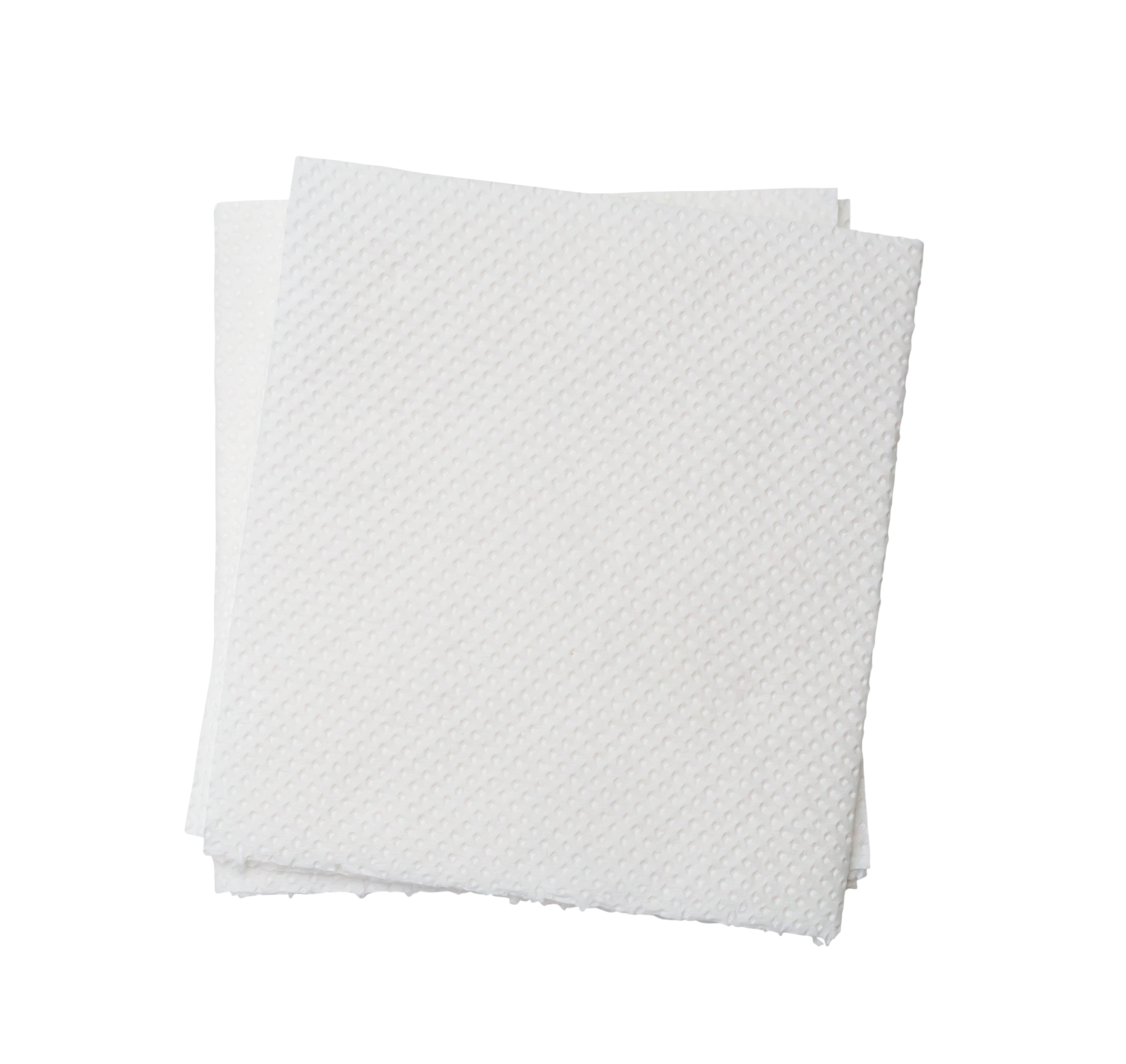 Two folded pieces of white tissue paper or napkin in stack isolated