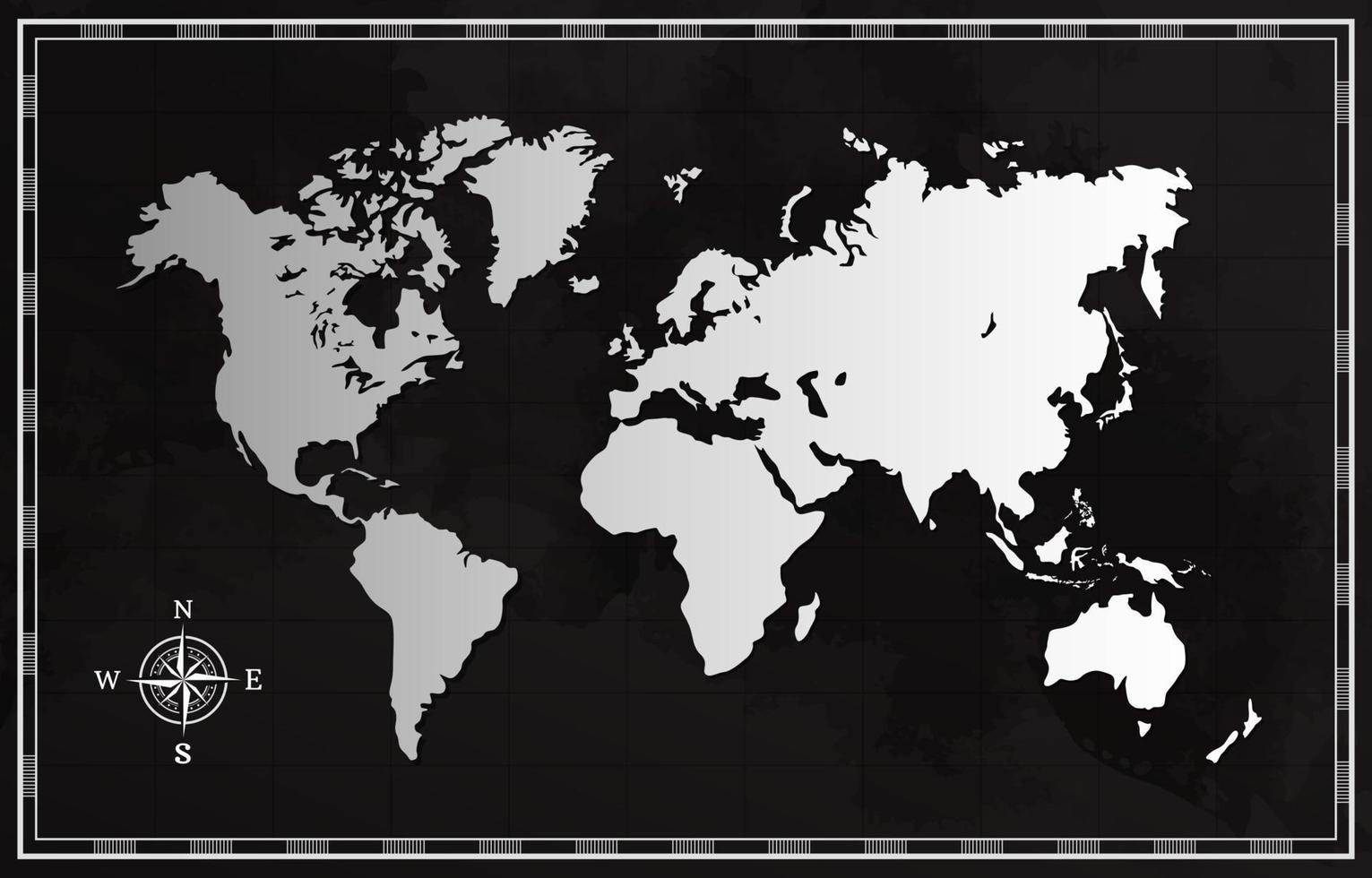 Black and White World Map vector