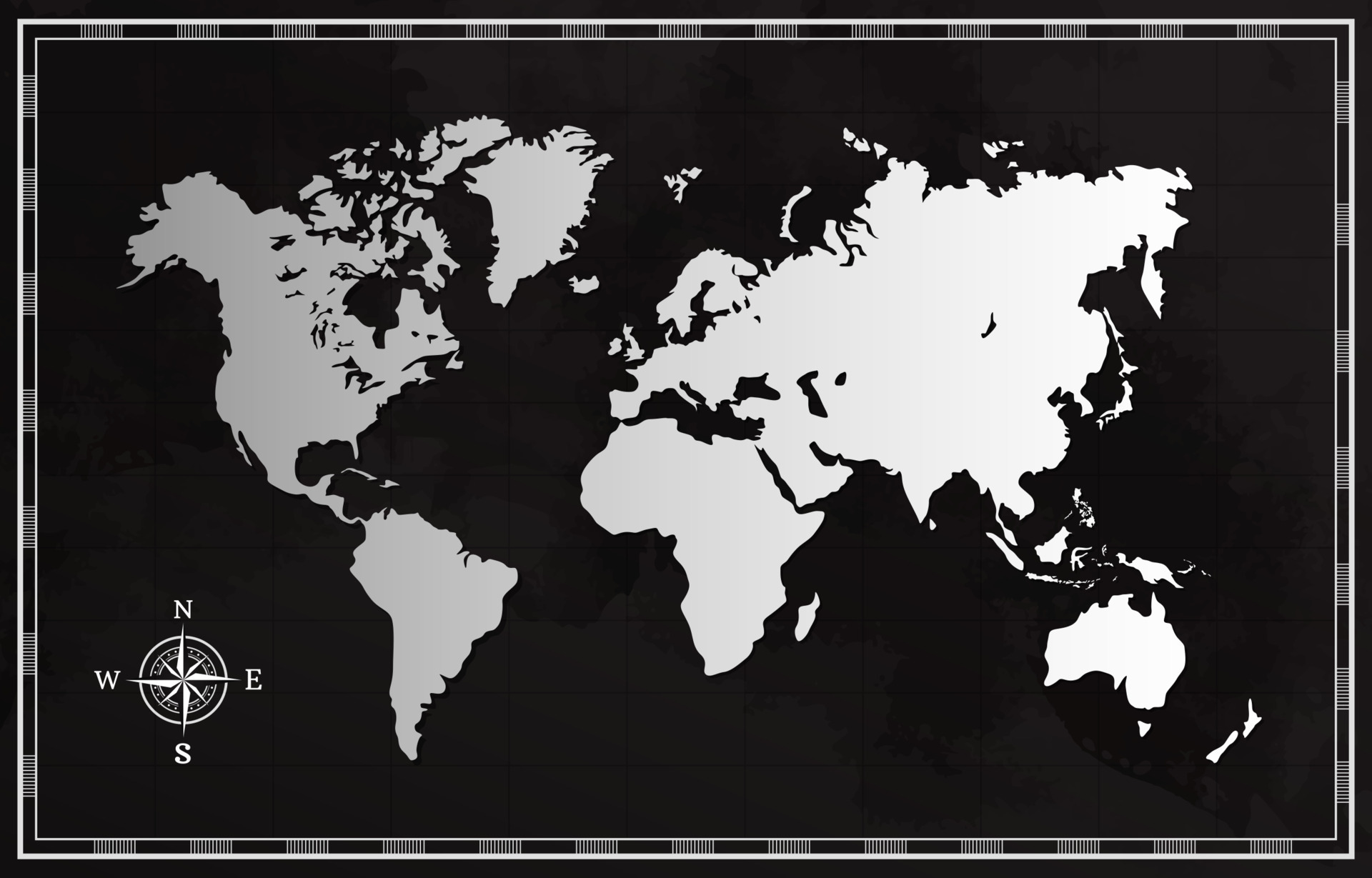 Black and White World Map 20945842 Vector Art at Vecteezy
