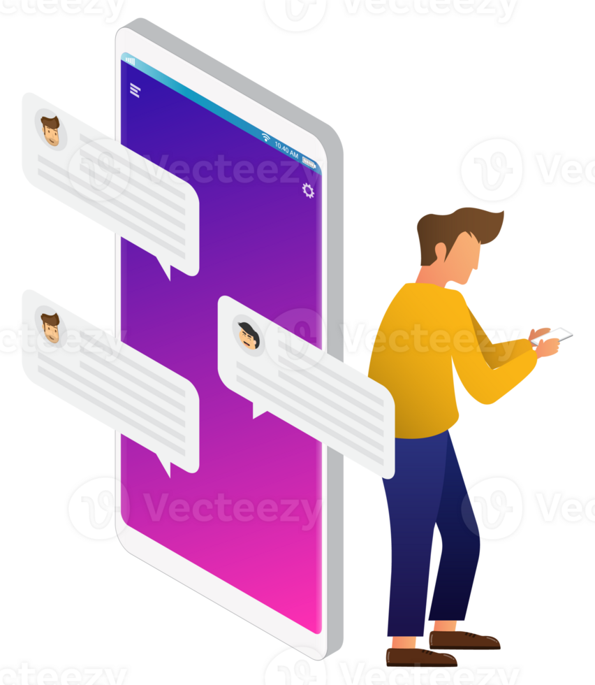 Businessman chatting conversation on smartphone. Messaging application png