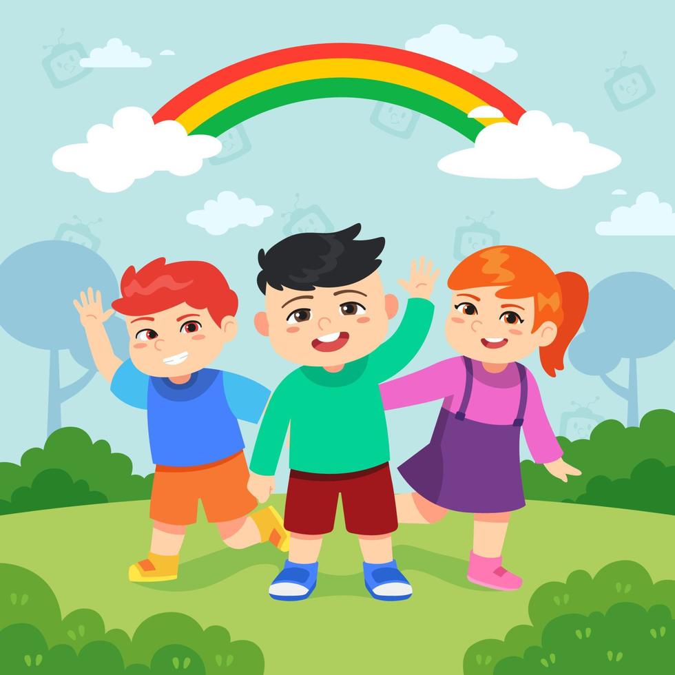 A Group of Children Play Together in a Park vector