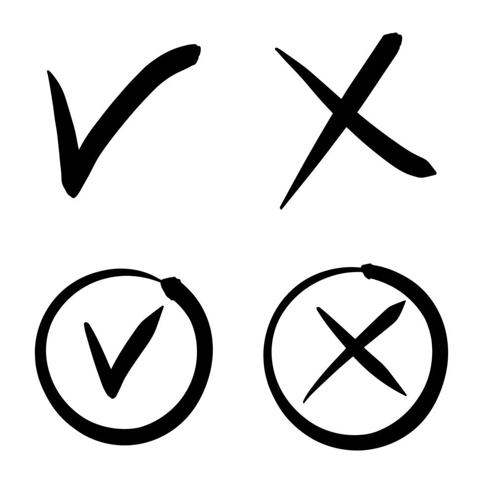 Tick and cross  signs. Checkmark OK and X icons. vector