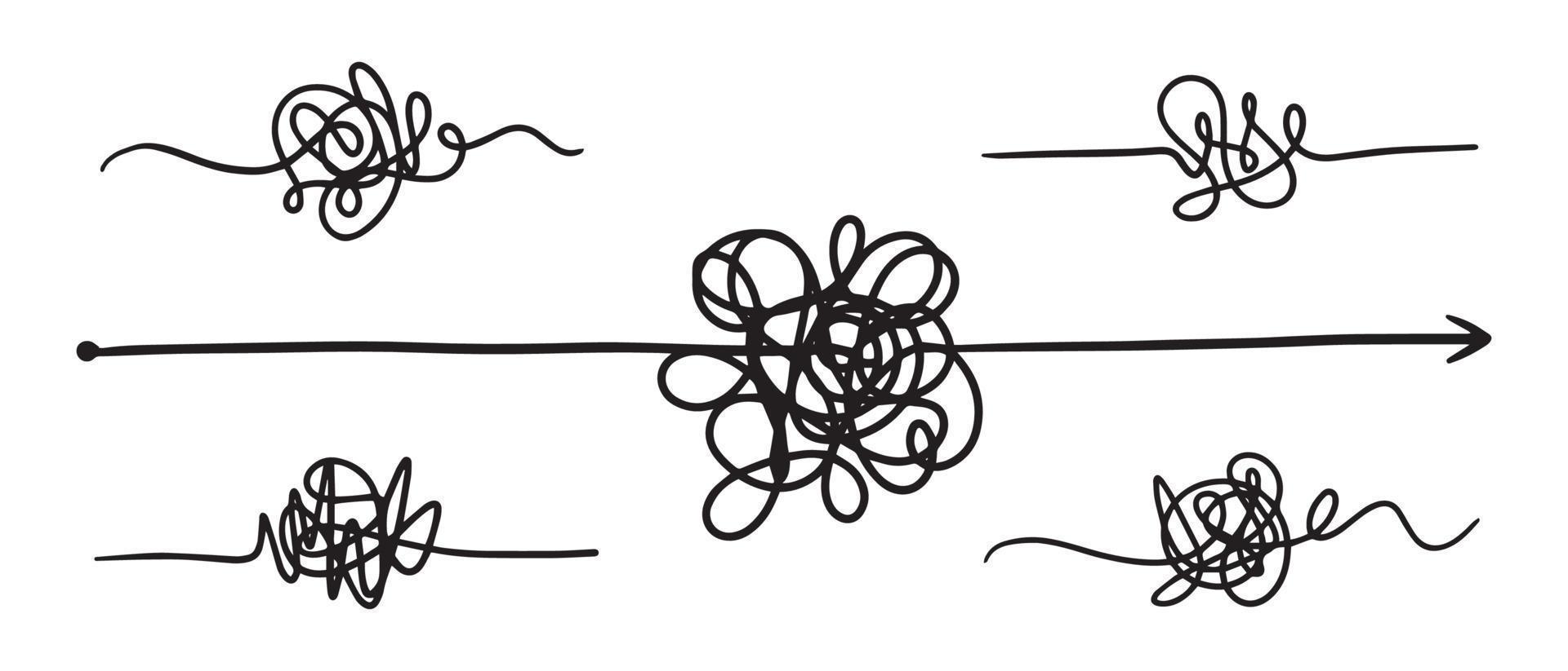 conjunto de símbolo de Complicado camino con garabateado redondo elemento, vector ilustración.