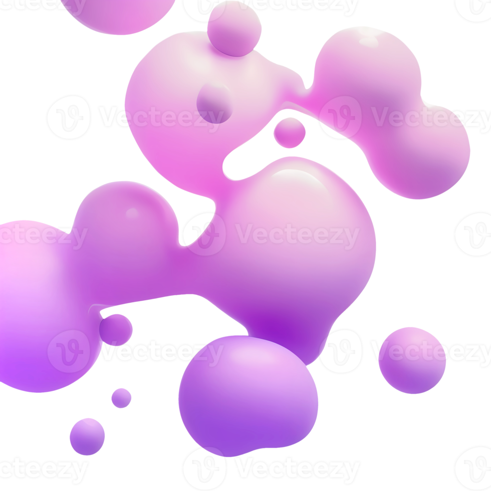 Abstract matte liquid metaball shapes 3d render illustration png