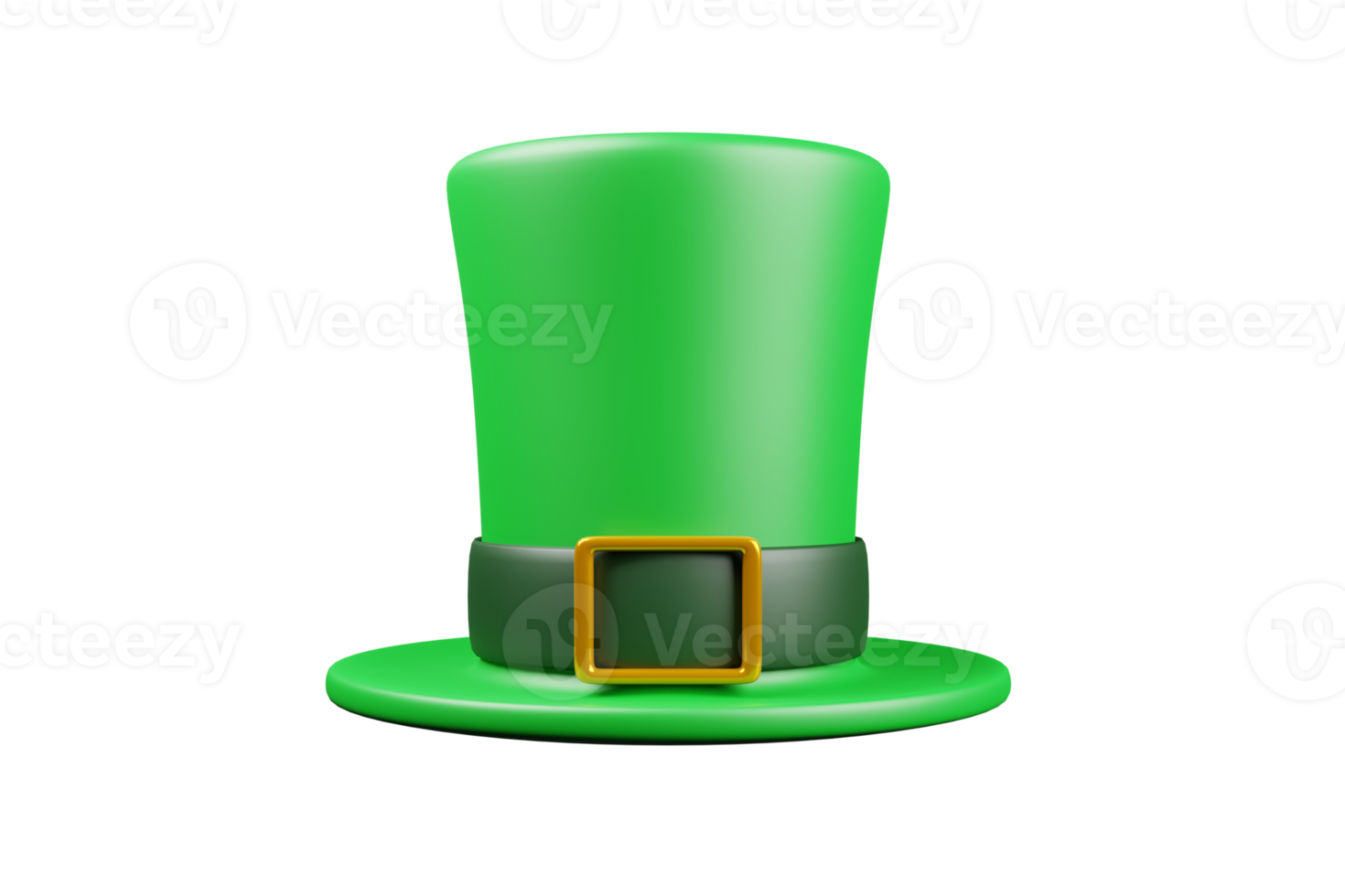 A 3D illustration of a green clover leaf in a cartoon style for St. Patrick's Day png