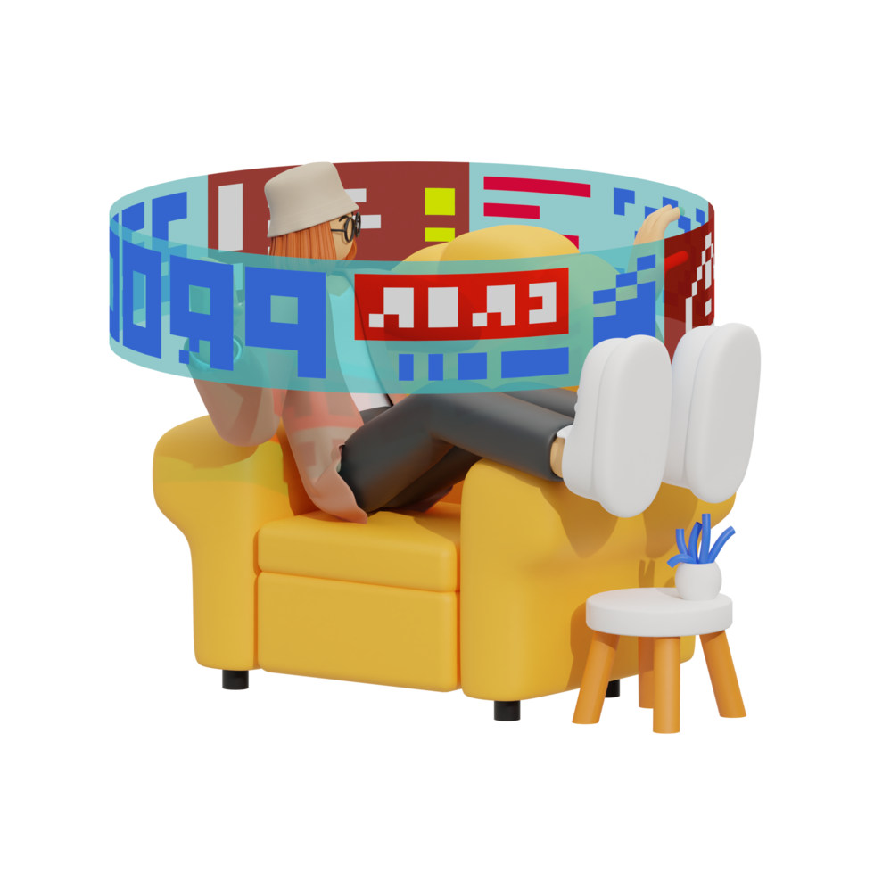 3d illustration work in hologram screen png