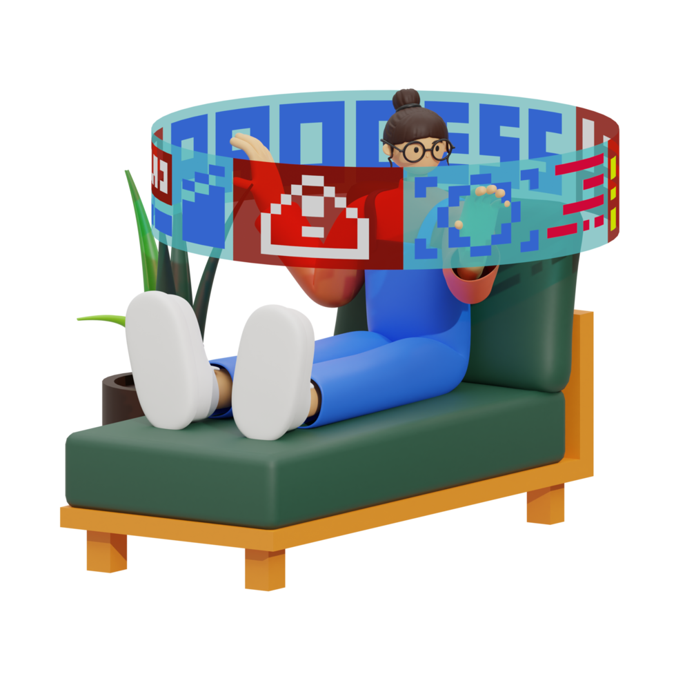 3d illustration work in hologram screen png