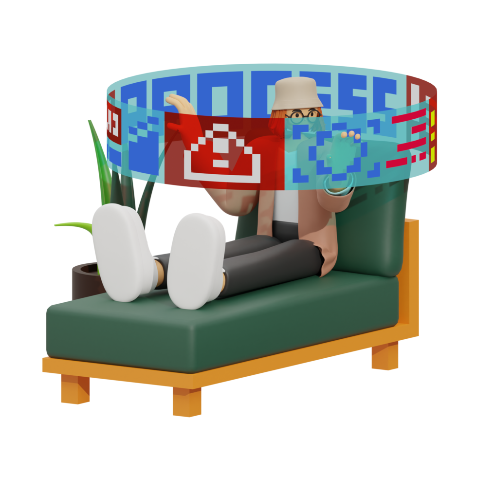 3d illustration work in hologram screen png