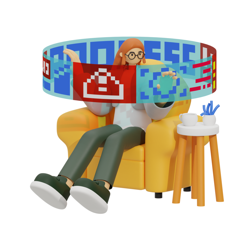 3d illustration work in hologram screen png
