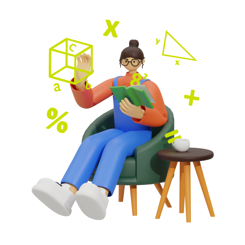 3d illustration learn math at home png