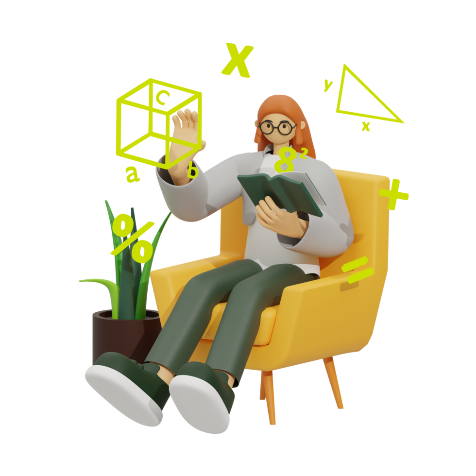 3d ilustración aprender matemáticas a hogar png