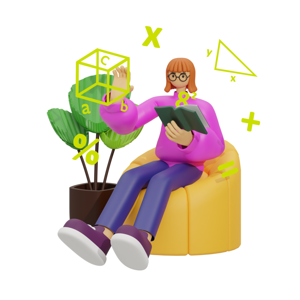 3d illustration learn math at home png