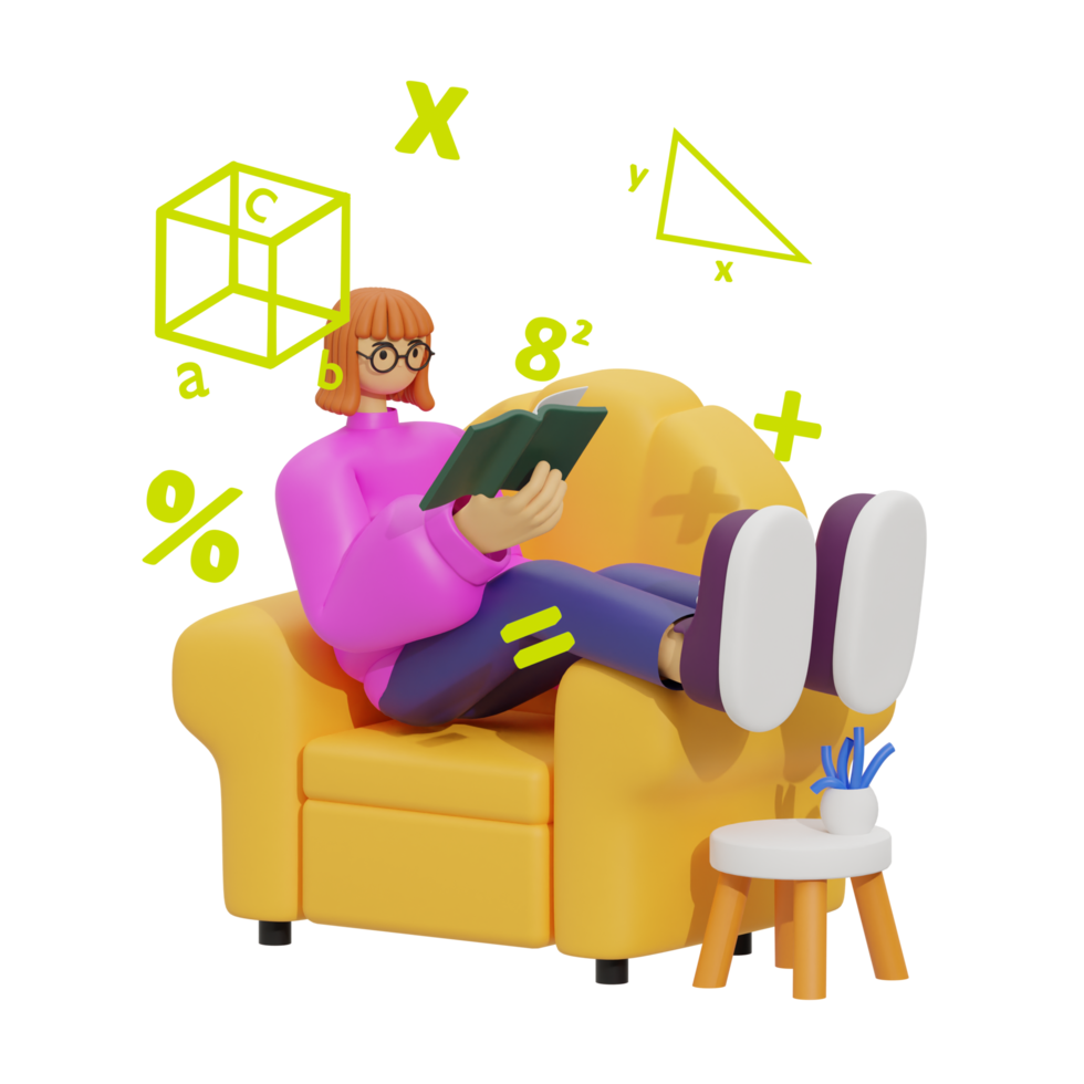 3d illustration learn math at home png