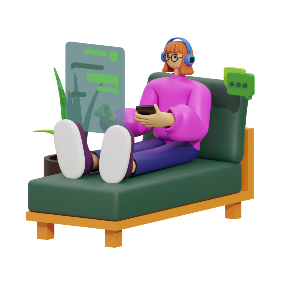 3d Illustration chatten wann Sitzung im das Sofa png