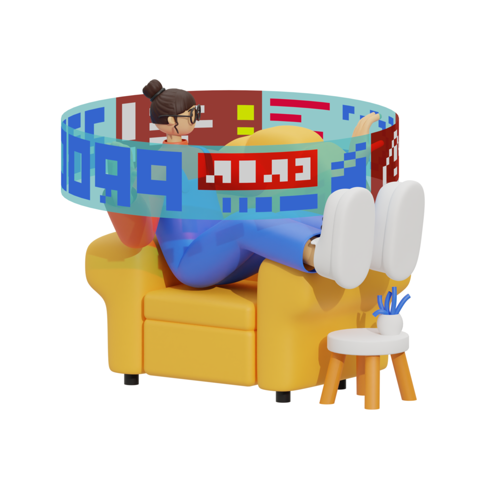 3d illustration work in hologram screen png