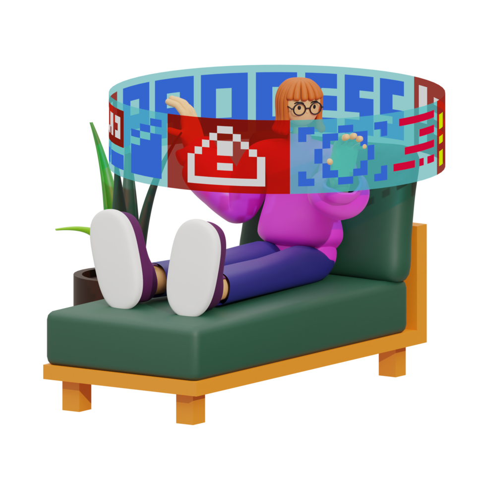 3d illustration work in hologram screen png