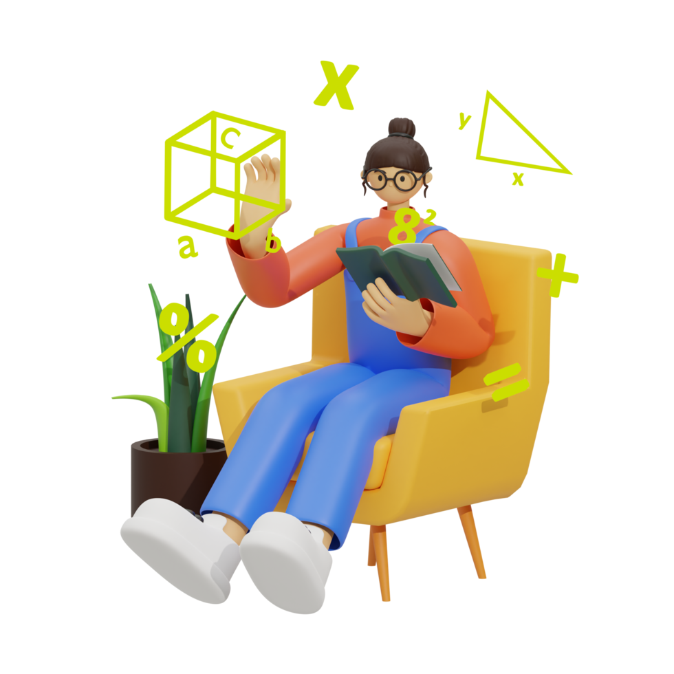 3d illustrazione imparare matematica a casa png