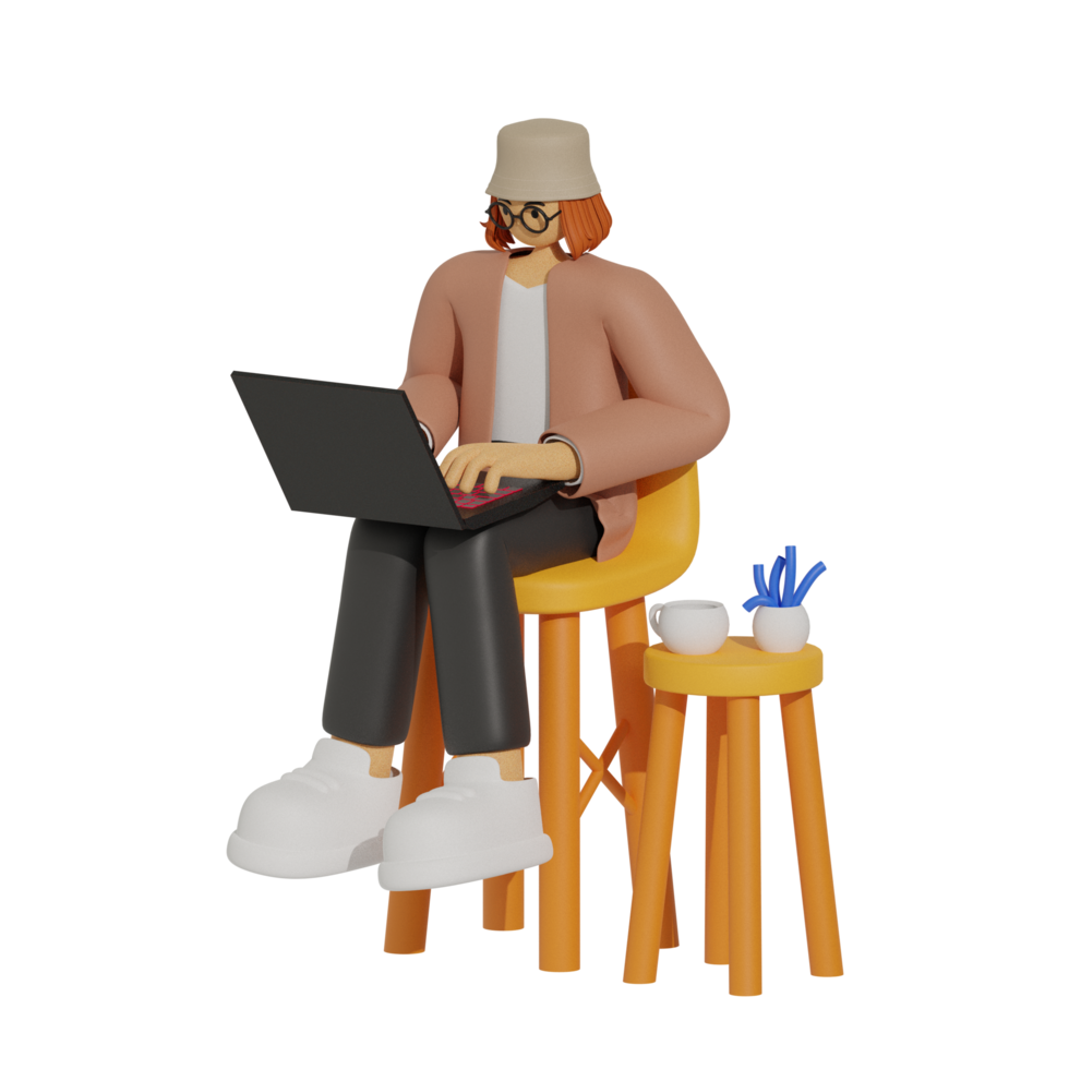 verbessern Produktivität mit Laptop verwenden auf Sofas 3d Illustration png