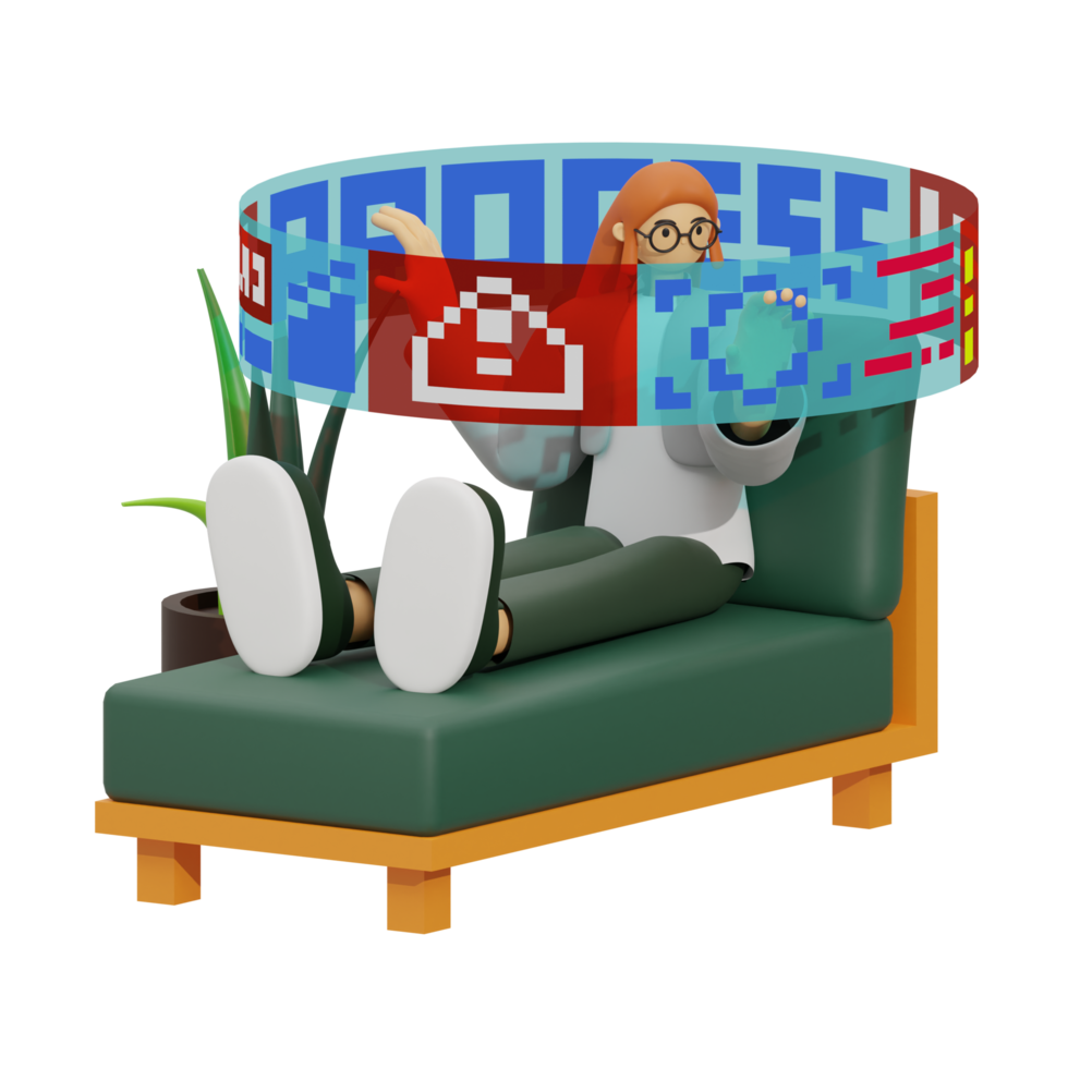 3d illustration work in hologram screen png