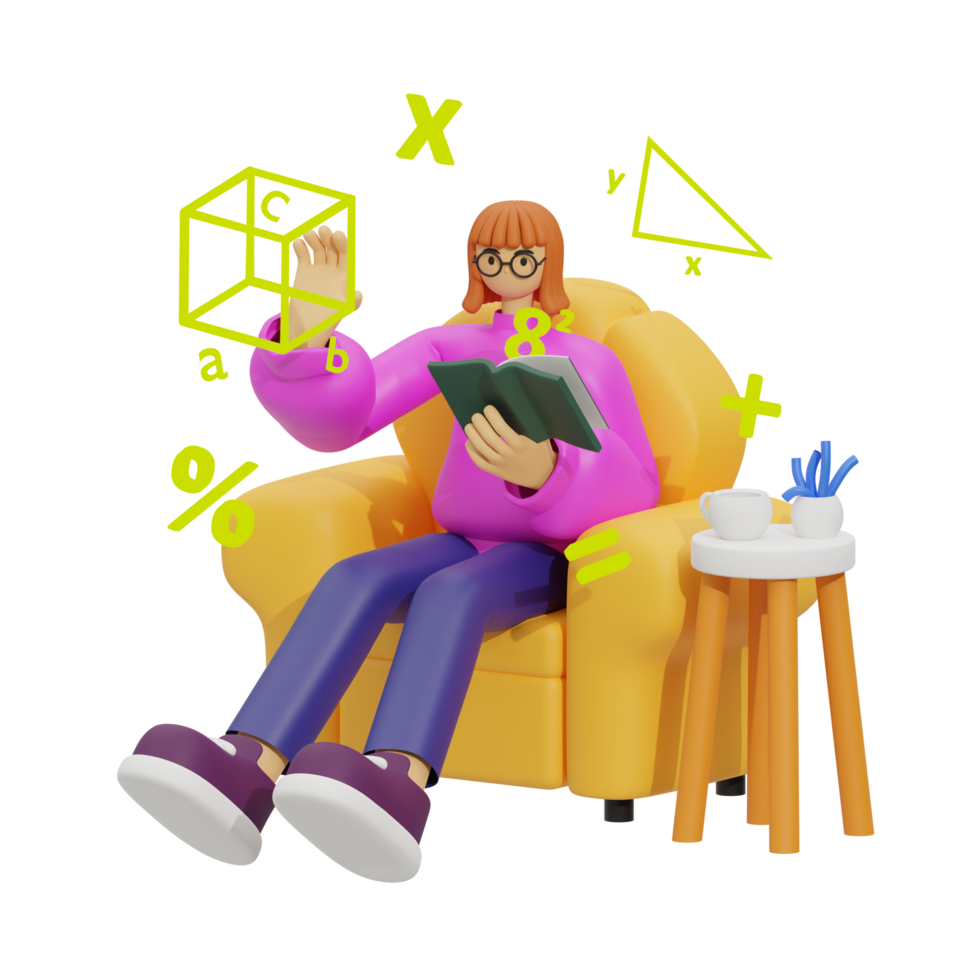 3d illustration learn math at home png