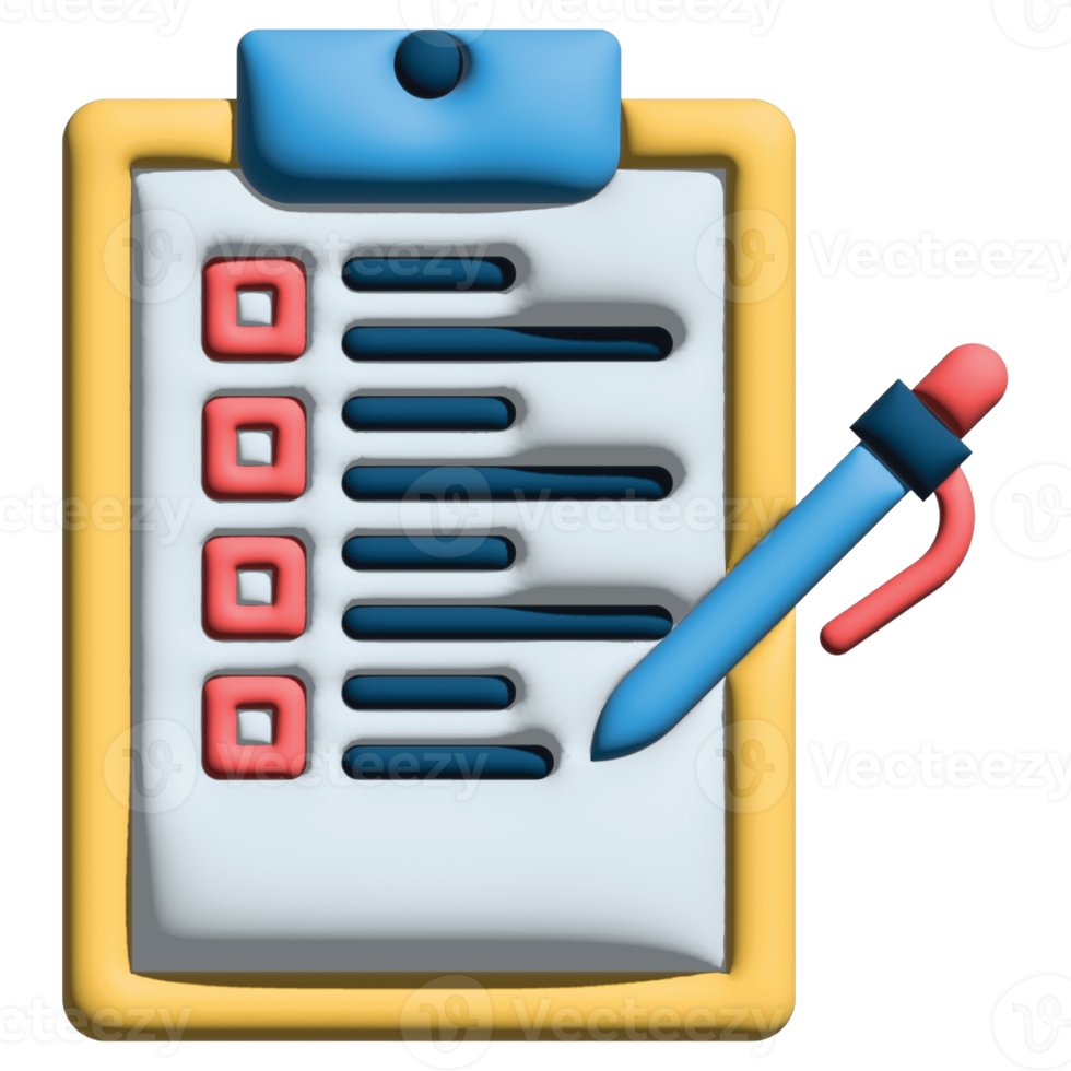 3d ilustração prancheta dentro escritório conjunto png