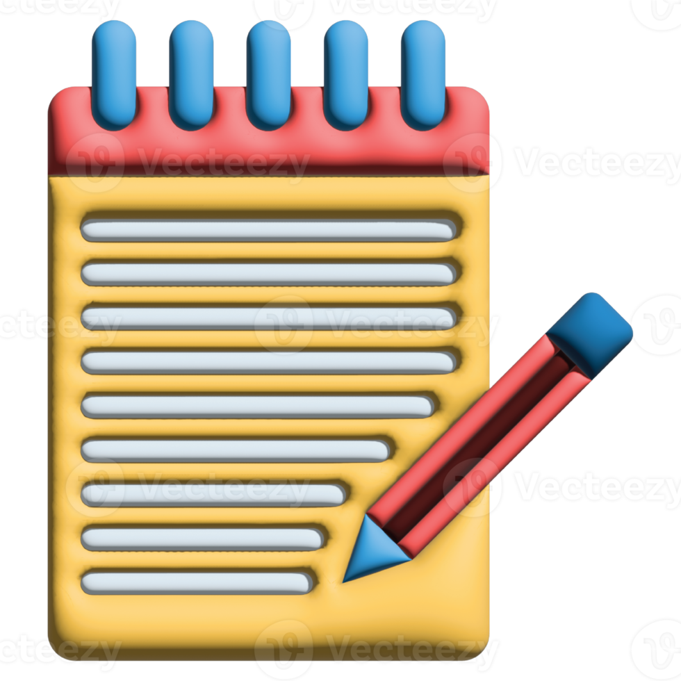 3D illustration notes in office set png