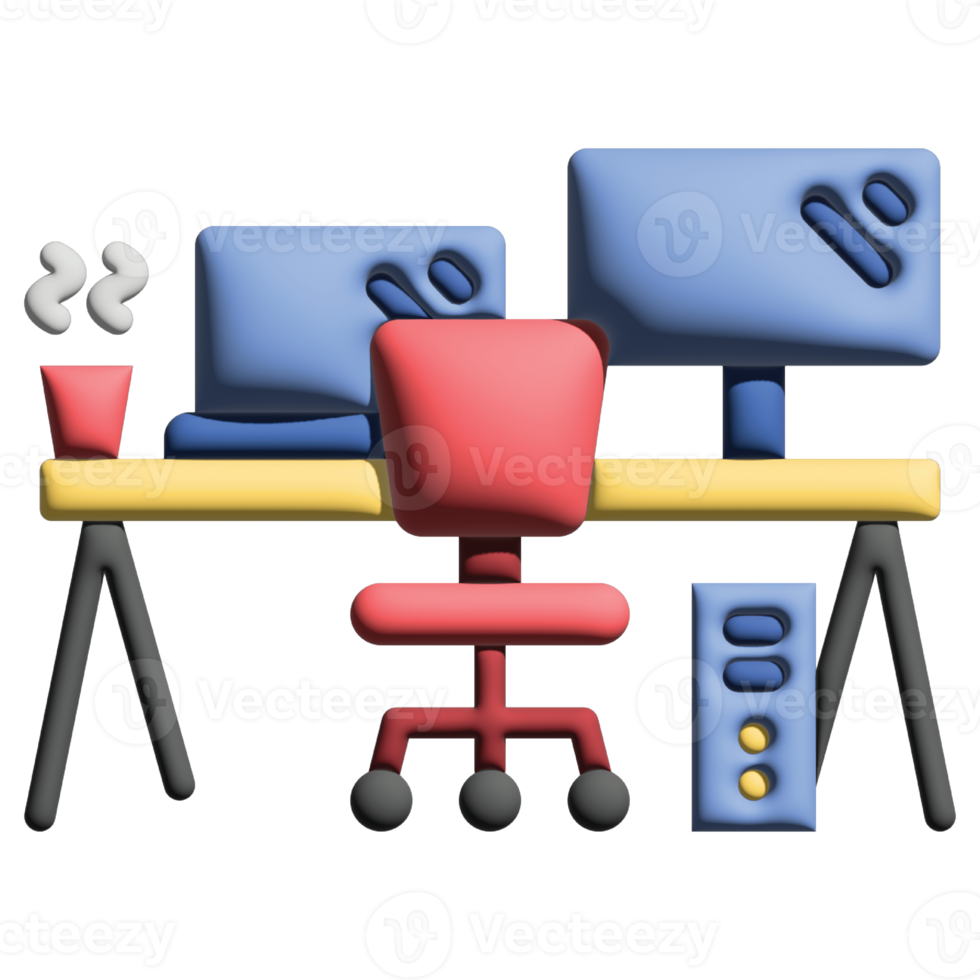 3d Illusration Arbeit Raum im Arbeit von Zuhause einstellen png