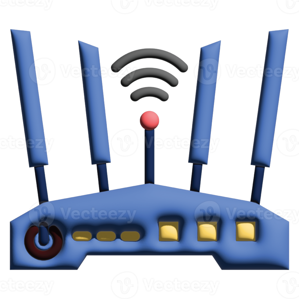 3D illusration router in work from home set png