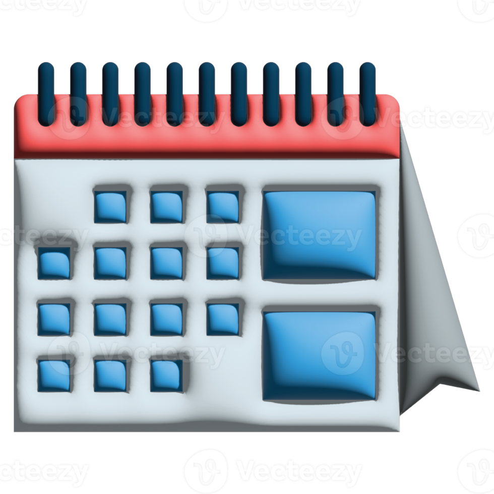 3d illustration kalender i kontor uppsättning png