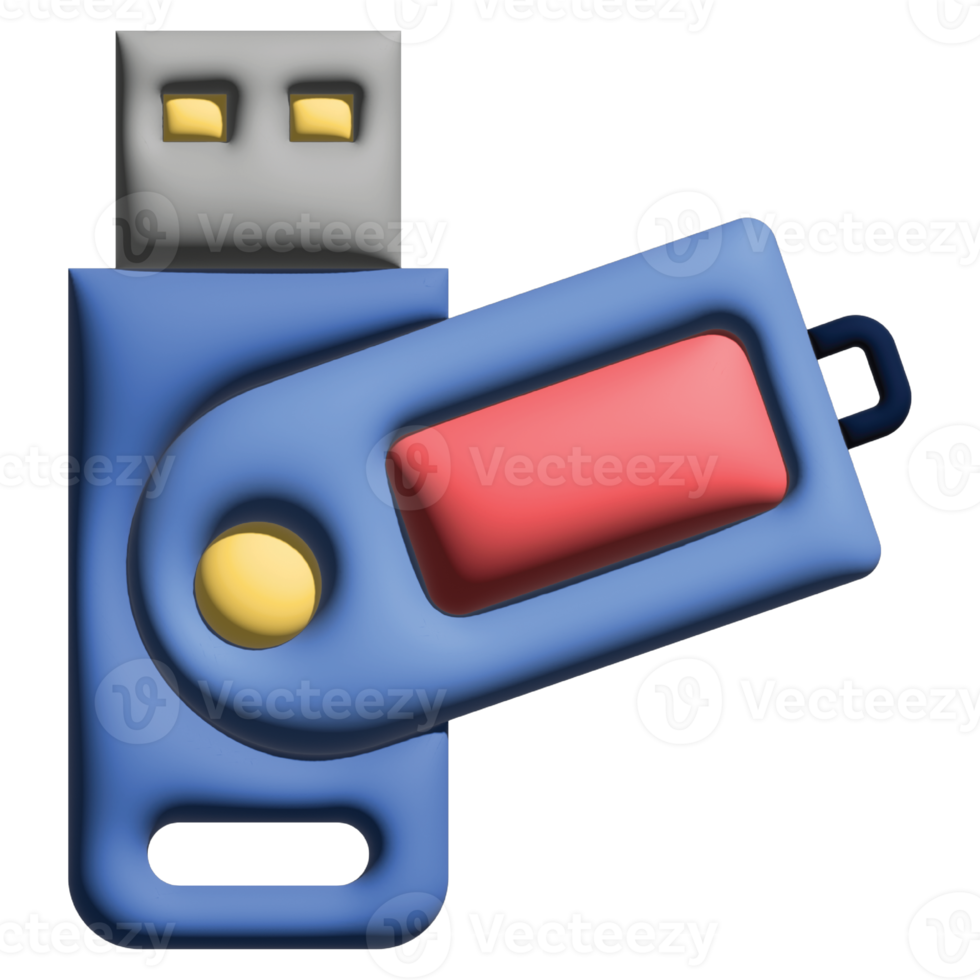 3D illusration flash drive in work from home set png