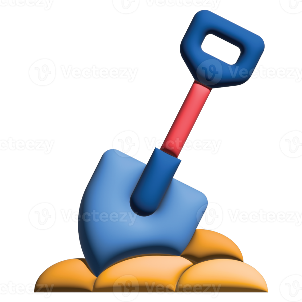 3d illustration shovel in labour day set png
