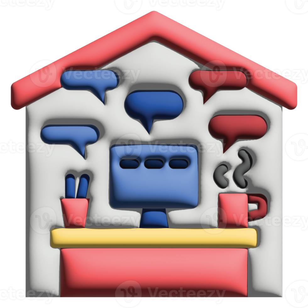 3D illusration message in work from home set png
