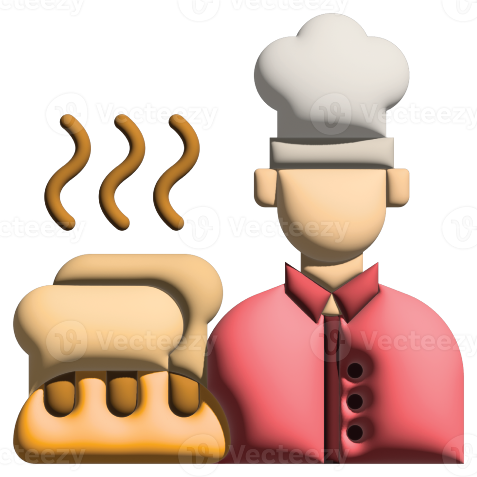 3d illustration baker in labour day set png