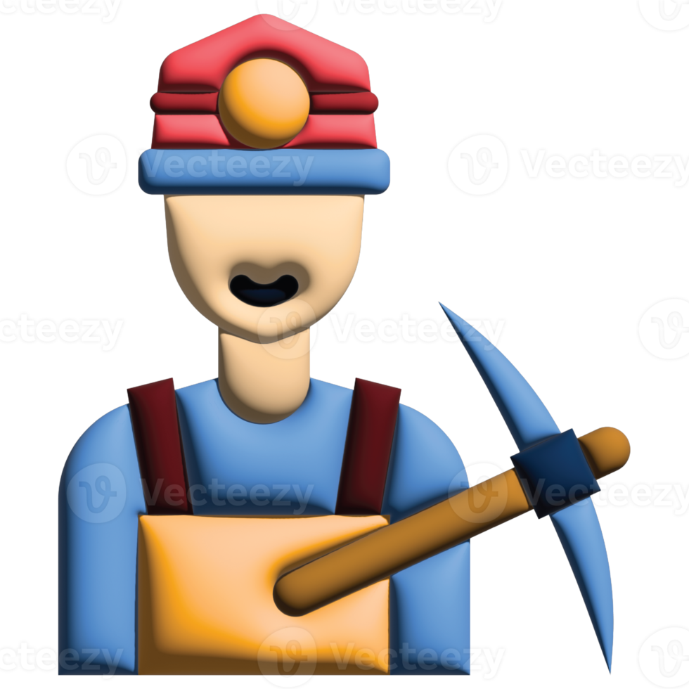 3d illustration miner in labour day set png