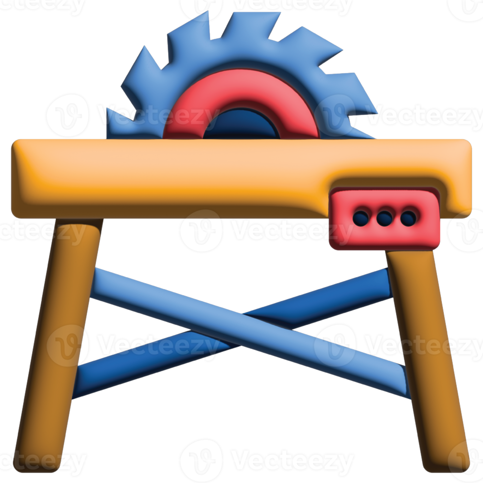 3d illustrazione tavolo sega nel lavoro duro e faticoso giorno impostato png