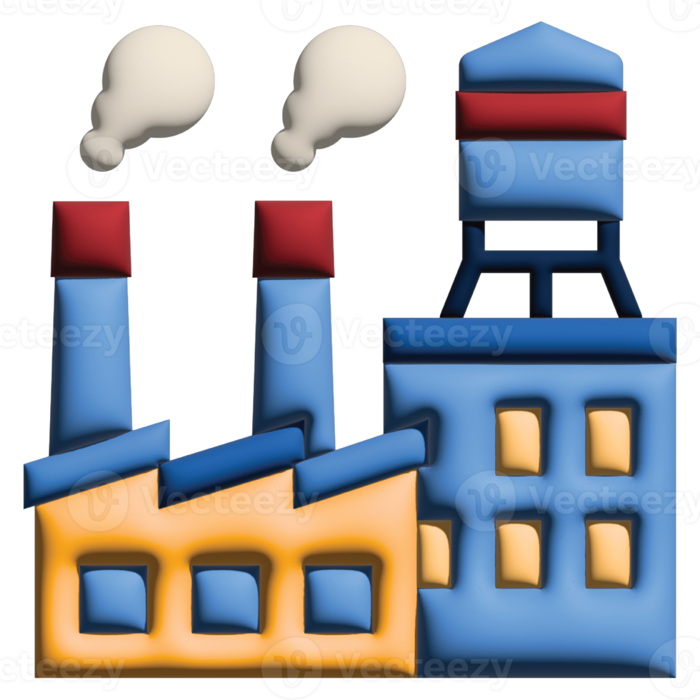 3d illustration usine dans la main d'oeuvre journée ensemble png