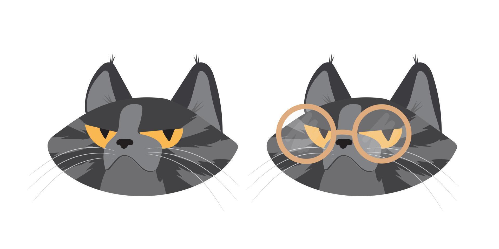 tipografía eslogan con gato en lentes ilustración vector