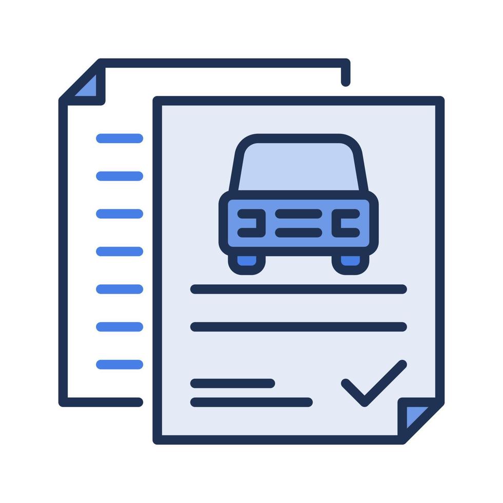 coche alquiler acuerdo documentos vector concepto azul icono