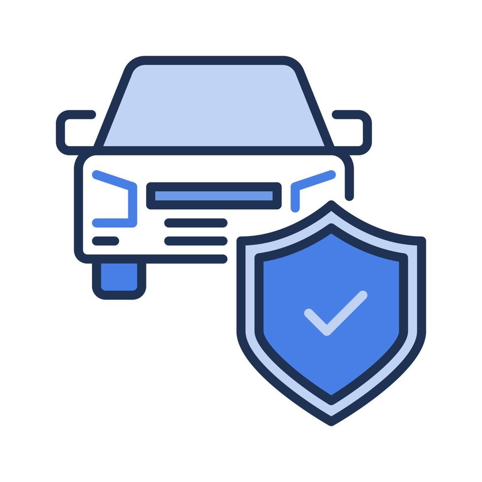 Car with Shield vector Insurance concept blue icon