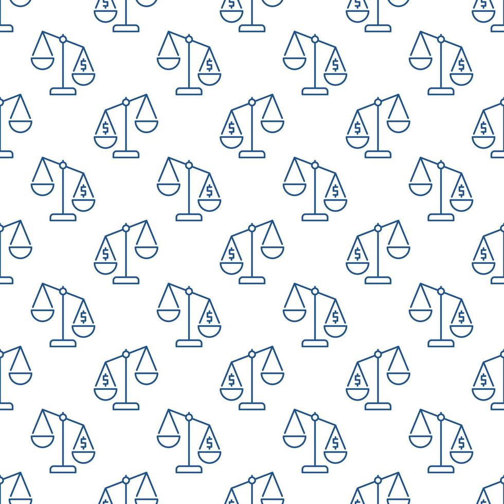 Law Scale with Dollar Sign vector concept line seamless pattern